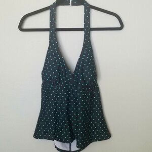 Speedo polka dot halter swim top size 14